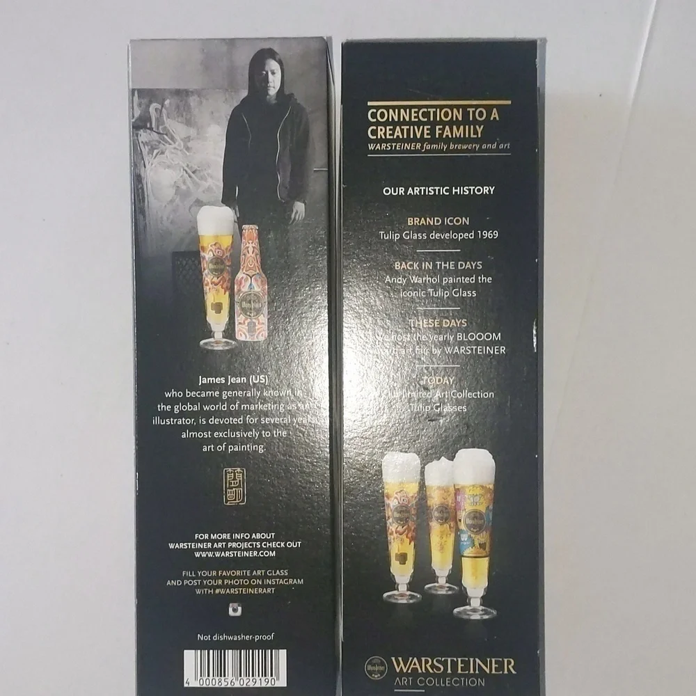 Warsteiner Art collection set of tulip beer glasses by James Jean. 2014